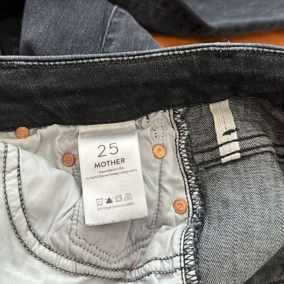 Mother High Waisted Looker Ankle Leave The Light On Black Denim size 25 - Picture 13 of 13